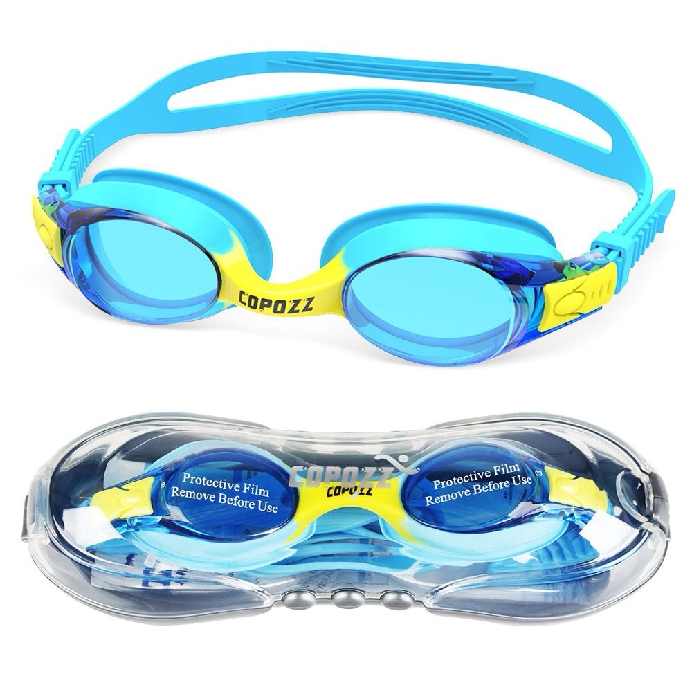 🆕NWT COPOZZ Kids Swim Goggles – Unisex – Ages 3-14 – Blue and Yellow